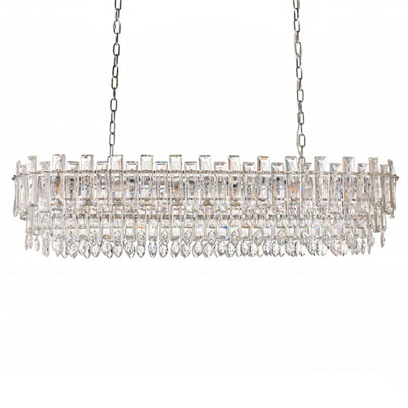 Люстра овальная с хрустальными подвесками Gorgeous Crystal Light Хром Прозрачный Золотой Люстра овальная с хрустальными подвесками Gorgeous Crystal Light Хром Прозрачный Золотой в Костроме | Loft Concept