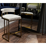 Стул барный букле бежевый с каркасом цвета матовое золото Tactility варинант исполнения - 5 | Loft Concept в Костроме