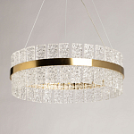 Люстра круглая золотого цвета с прозрачными рельефными стеклянными вставками Textured Glass Chandelier варинант исполнения - 4 | Loft Concept в Костроме