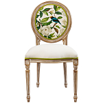 Стул бежевый из натурального бука с изображением птиц и цветов Blooming White Magnolias варинант исполнения - 1 | Loft Concept в Костроме