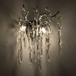 Бра цвета хром с ветвями и прозрачными стеклянными подвесками в виде вытянутых спиральных капель Droplet Chandelier варинант исполнения - 2 | Loft Concept в Костроме