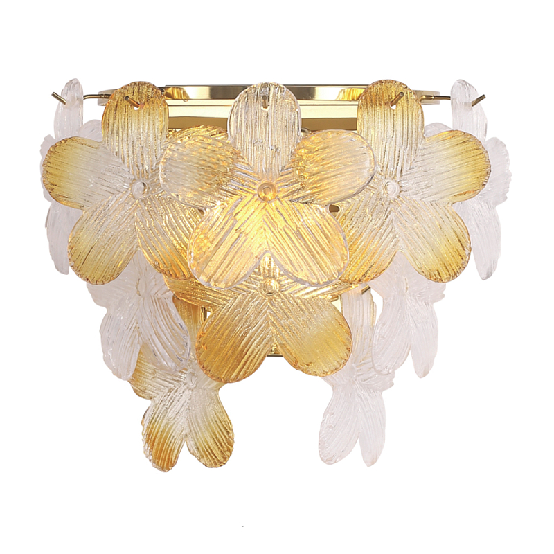 Бра с цветочными мотивами Light Floral Glow Золотой Прозрачное Стекло Янтарный в Костроме | Loft Concept 