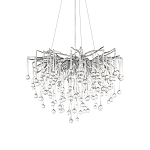 Люстра подвесная с прозрачными стеклянными подвесками в форме капель Диаметр 60 см Droplet Chandelier варинант исполнения - 14 | Loft Concept в Костроме