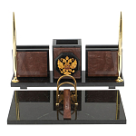 Настольный письменный набор из камня лемезит с гербом России Royal Accessory варинант исполнения - 1 | Loft Concept в Костроме