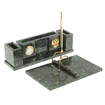 Настольный письменный набор из змеевика с подставкой под календарь и часами Successful Leader варинант исполнения - 2 | Loft Concept в Костроме