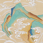 Обои ручная роспись Matsushima Waves Kano on Edo Straw India tea paper варинант исполнения - 1 | Loft Concept в Костроме