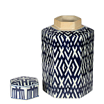 Ваза с крышкой и графическим узором в сине-белых цветах Blue & White Ornament  варинант исполнения - 1 | Loft Concept в Костроме