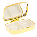 Таблетница карманная прямоугольная с 2-мя отделениями с зеркалом и накладкой из натурального камня Лазурит Gold Stone Pillboxes варинант исполнения - 3 | Loft Concept в Костроме