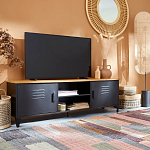 ТВ-тумба из металла и столешницей из массива дуба Metal Wood TV-Stand варинант исполнения - 6 | Loft Concept в Костроме