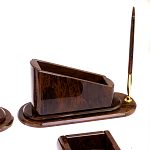 Настольный письменный набор с часами из природного камня обсидиана  Contract Extended варинант исполнения - 4 | Loft Concept в Костроме