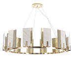 Люстра подвесная круглая с прямоугольными мраморными и золотистыми панелями на металлическом каркасе Диаметр 118 см Marble square Chandelier варинант исполнения - 1 | Loft Concept в Костроме