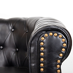 Кресло кожаное с мягкими подлокотниками на 4-х деревянных ножках Logan Leather Armchair black варинант исполнения - 4 | Loft Concept в Костроме