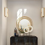 Золотое настенное круглое зеркало Golden Orbit варинант исполнения - 2 | Loft Concept в Костроме