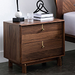 Прикроватный деревянный столик с ящиками Moon Walnut Furniture варинант исполнения - 1 | Loft Concept в Костроме