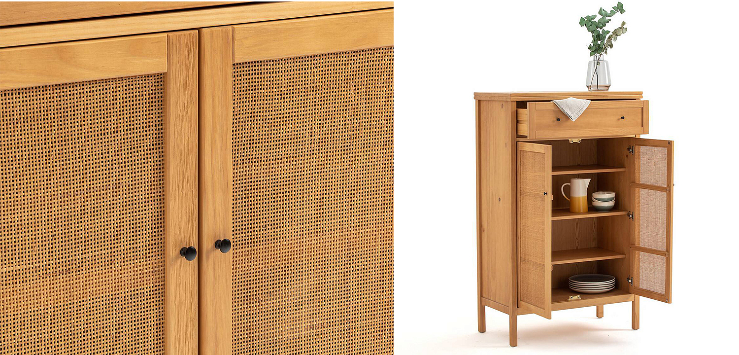 Комод в скандинавском стиле с плетеными дверцами Niels Wicker 3 drawers Комод в скандинавском стиле с плетеными дверцами Niels Wicker 3 drawers - Loft-Concept в Костроме