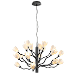 Люстра подвесная черного цвета с ветвями и белыми фарфоровыми цветами Floralis варинант исполнения - 8 | Loft Concept в Костроме
