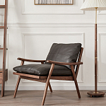 Кресло c каркасом из массива дерева и мягкой кожаной обивкой Walnut Armchair варинант исполнения - 11 | Loft Concept в Костроме