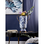 Ваза с бронзовыми ручками и синим цветочным узором Blue & White Ornament варинант исполнения - 5 | Loft Concept в Костроме