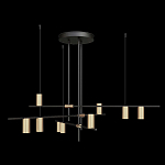Люстра с 9-ю цилиндрическими плафонами цвета латунь TRIBES CHANDELIER варинант исполнения - 1 | Loft Concept в Костроме