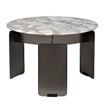 Столик журнальный с круглой мраморной столешницей на трех опорах Marble Stone Drawing варинант исполнения - 1 | Loft Concept в Костроме
