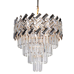 Люстра многоярусная с переплетенными металлическими элементами черного и золотого цвета и прозрачными хрустальными подвесками Empire Chandelier Crystal варинант исполнения - 1 | Loft Concept в Костроме