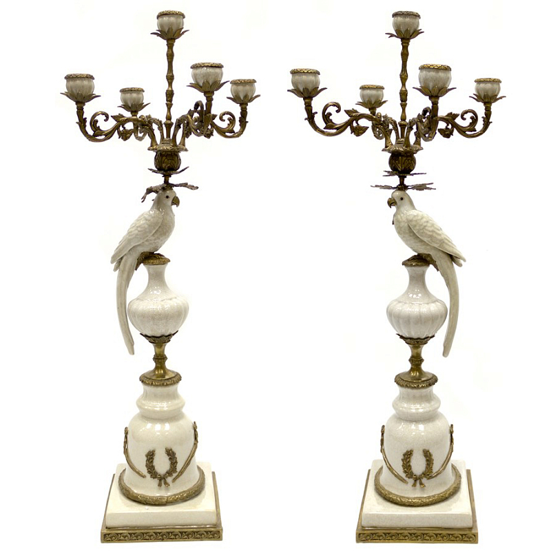 Подсвечник Candlestick White Parrot Белый Бронза Подсвечник Candlestick White Parrot Белый Бронза в Костроме | Loft Concept
