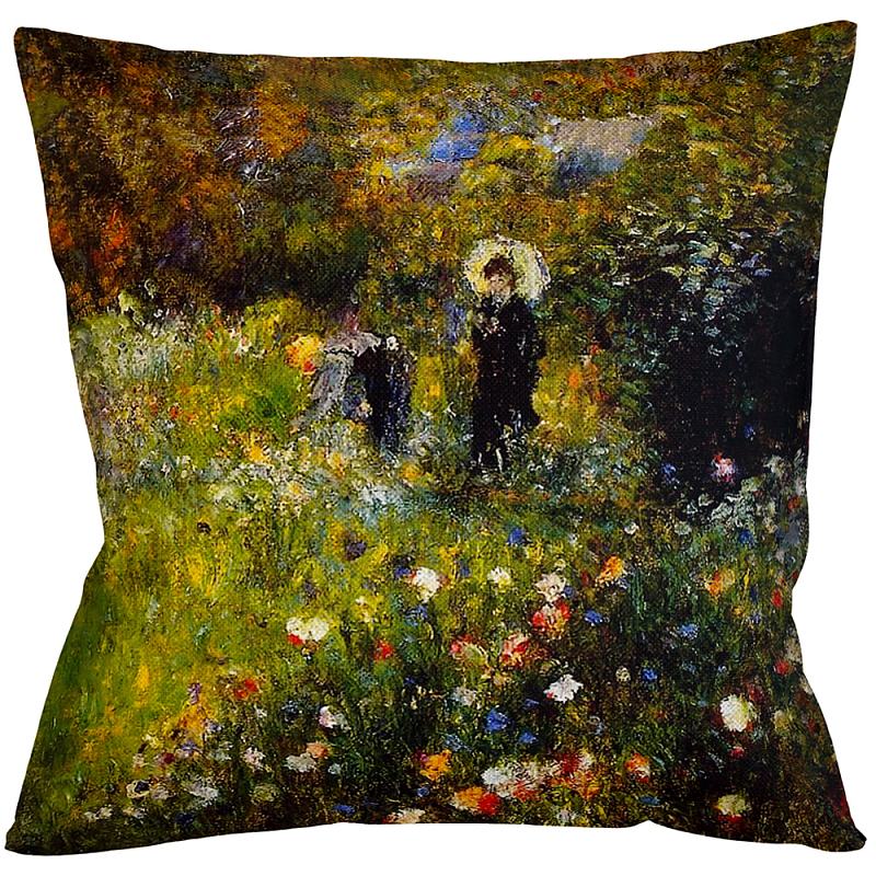 Подушка декоративная с цветочным принтом Impressionism in Color Мульти Бежевый Подушка декоративная с цветочным принтом Impressionism in Color Мульти Бежевый в Костроме | Loft Concept