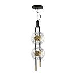 Подвесной светильник с 2-мя прозрачными стеклянными плафонами и золотистыми центральными вставками Virelia  варинант исполнения - 5 | Loft Concept в Костроме