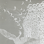 Обои ручная роспись в стиле Арт-деко Whistler Peacocks Special Colourway on Pale Grey dyed silk варинант исполнения - 2 | Loft Concept в Костроме