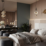 Подвесной светильник с 2-мя прозрачными стеклянными плафонами и золотистыми центральными вставками Virelia  варинант исполнения - 3 | Loft Concept в Костроме