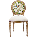 Стул бежевый из натурального бука с изображением птиц и цветов Blooming Blue Birds варинант исполнения - 1 | Loft Concept в Костроме