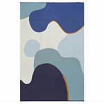 Плед из хлопка синего цвета с абстрактным принтом Elysian Flow Ocean варинант исполнения - 1 | Loft Concept в Костроме