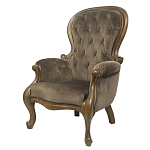Кресло с мягкой обивкой из коричневого велюра на 4-х деревянных ножках Evelyn Classical Armchair варинант исполнения - 3 | Loft Concept в Костроме