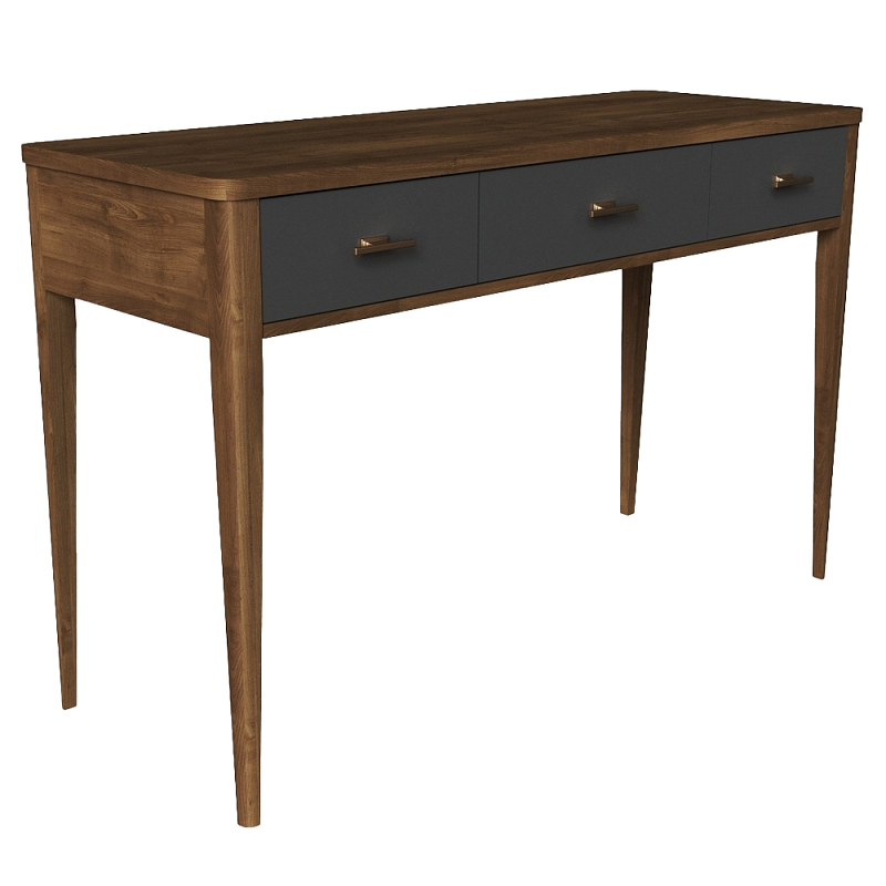 Консоль из массива бука с 3-мя ящиками Tasteful Furniture Коричневый Серый Консоль из массива бука с 3-мя ящиками Tasteful Furniture Коричневый Серый в Костроме | Loft Concept