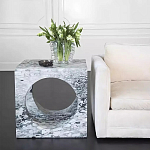 Дизайнерский журнальный стол квадратной формы с круглой нишей Guxawar варинант исполнения - 1 | Loft Concept в Костроме