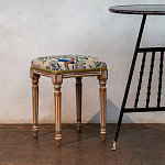 Банкетка одноместная из массива бука с цветочным принтом Beige Chinoiserie Garden Banquette варинант исполнения - 3 | Loft Concept в Костроме