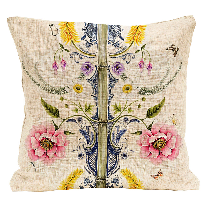 Декоративная подушка Flower Waltz Pillow Мульти Бежевый Декоративная подушка Flower Waltz Pillow Мульти Бежевый в Костроме | Loft Concept