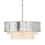 Люстра круглая с подвесками из текстурированного стекла молочного цвета Hinkley варинант исполнения - 1 | Loft Concept в Костроме