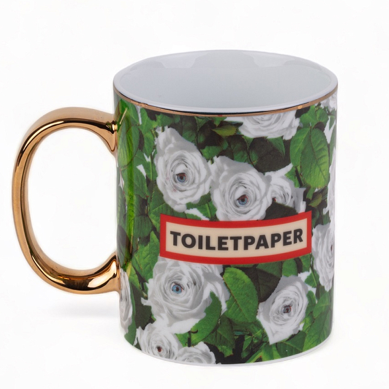Кружка Seletti Roses Белый Золотой Зеленый в Костроме | Loft Concept 