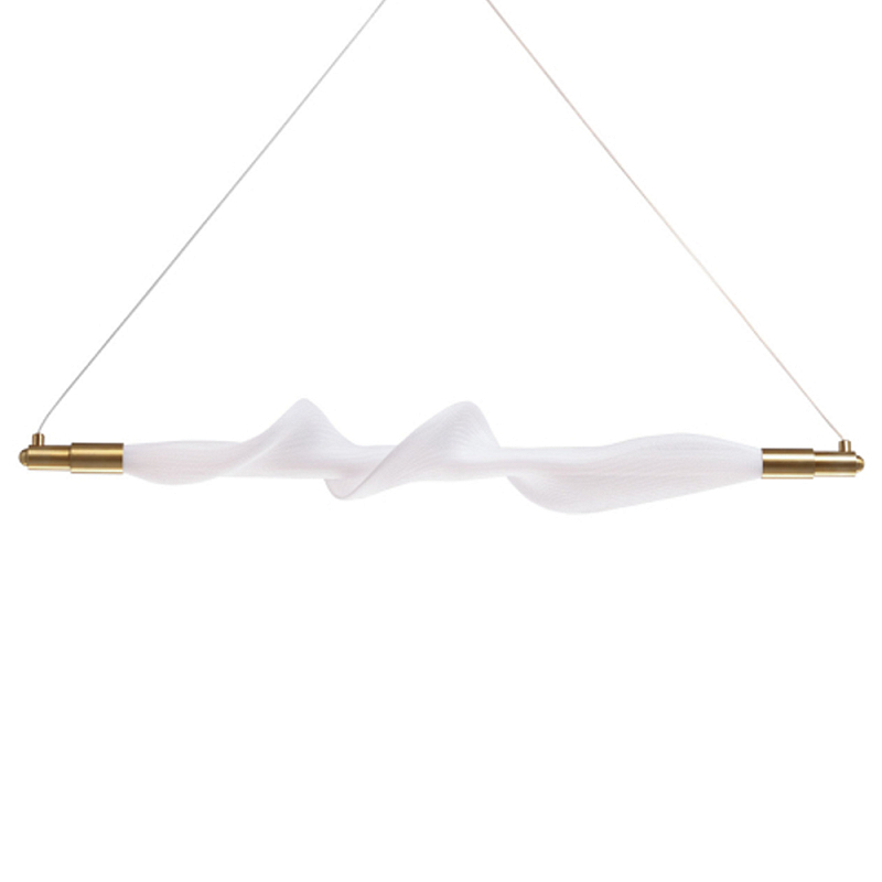 Люстра горизонтальная с волнистым белым плафоном Golden Swirl Белый Латунь в Костроме | Loft Concept 