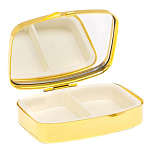 Таблетница карманная прямоугольная с 2-мя отделениями с зеркалом и накладкой из натурального камня Авантюрин Gold Stone Pillboxes варинант исполнения - 3 | Loft Concept в Костроме