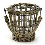 Кашпо стеклянное в плетёной корзине Timber варинант исполнения - 2 | Loft Concept в Костроме