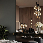 Настольная лампа черного цвета с круглым прозрачным стеклянным плафоном Virelia  варинант исполнения - 2 | Loft Concept в Костроме