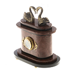 Часы настольные из натурального камня с декором в виде двух лебедей Swans Stone Clock варинант исполнения - 6 | Loft Concept в Костроме