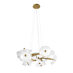 Люстра подвесная круглая с ветвистыми бронзовыми элементами и стеклянными рифлеными дисками Textured Glass Chandelier варинант исполнения - 3 | Loft Concept в Костроме