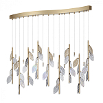 Люстра с золотистыми трубками и прозрачными стеклянными листьями на подвесах Sylva  варинант исполнения - 2 | Loft Concept в Костроме