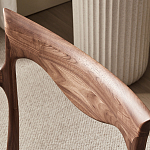 Стул деревянный с мягким сиденьем из коричневой натуральной кожи Moon Walnut Furniture варинант исполнения - 6 | Loft Concept в Костроме