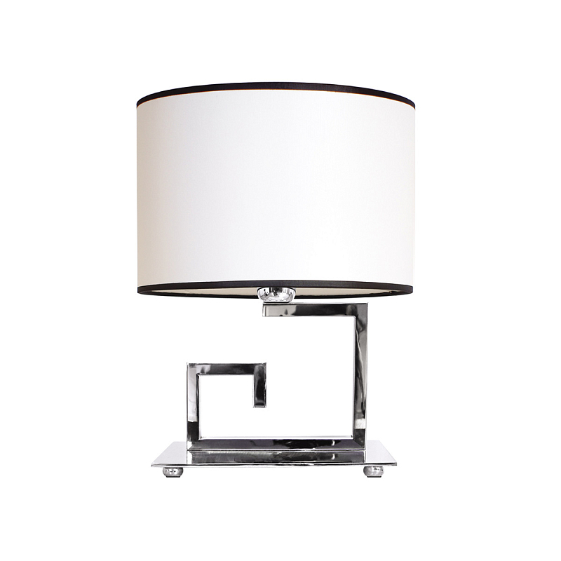 Настольная лампа с белым цилиндрическим абажуром с темной окантовкой Natural Concepts Черный Бежевый Хром в Костроме | Loft Concept 