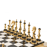 Шахматы из бронзы и натуральных камней Долерит и Мрамор с гравировкой Decorative Thematic Chess варинант исполнения - 3 | Loft Concept в Костроме