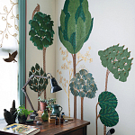 Обои ручная роспись Mughal Trees Original colourway on linen варинант исполнения - 1 | Loft Concept в Костроме